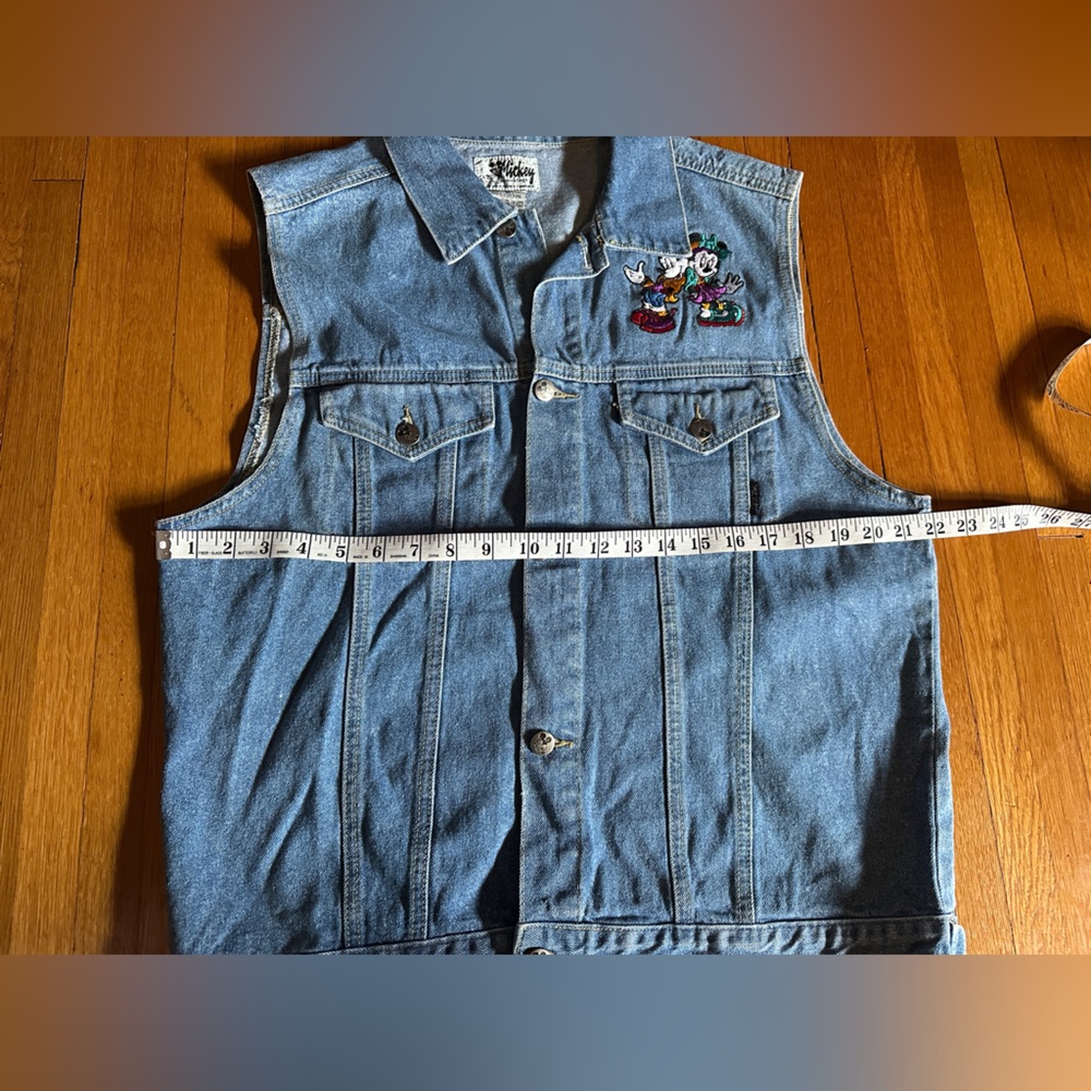 Vtg 90s Jerry Leigh x Walt Disney Co Mickey & Minnie Embroidered Denim Vest, L - Picture 6 of 10